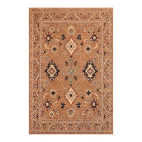 Shabby Chic Ziegler Brown Blue Hand-Knotted Wool Rug - 8'1'' X 9'9''