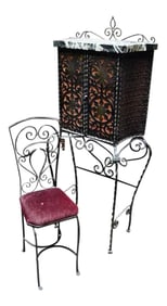 Iron Telephone Stand & Chair After Oscar Bach