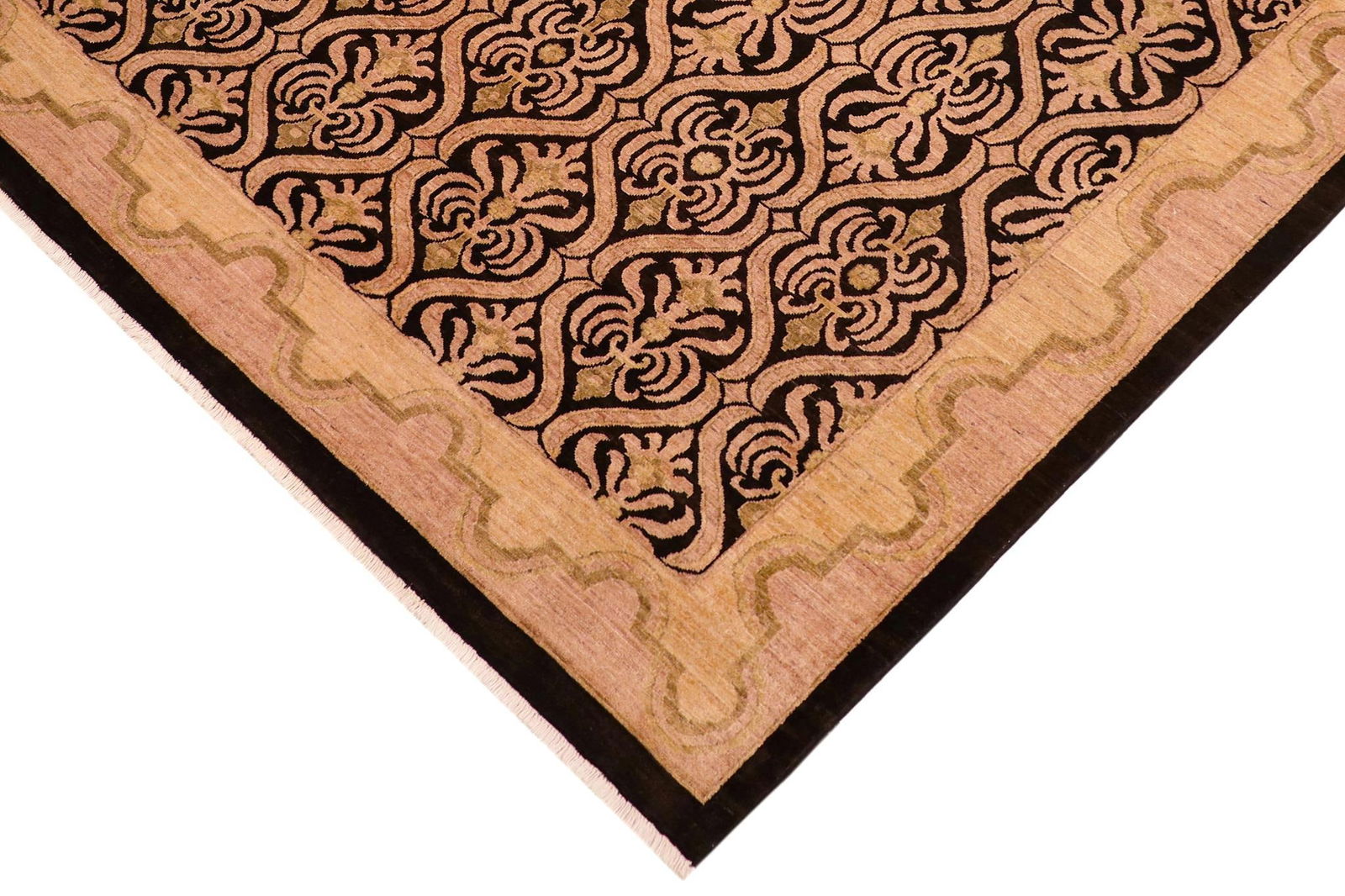 Shabby Chic Ziegler Black Tan Hand-Knotted Wool Rug - 8'0'' X 9'8'' - 6