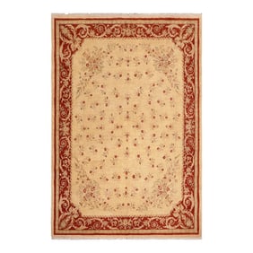Oriental Ziegler Beige Rust Hand-Knotted Wool Rug - 8'0'' X 10'2''
