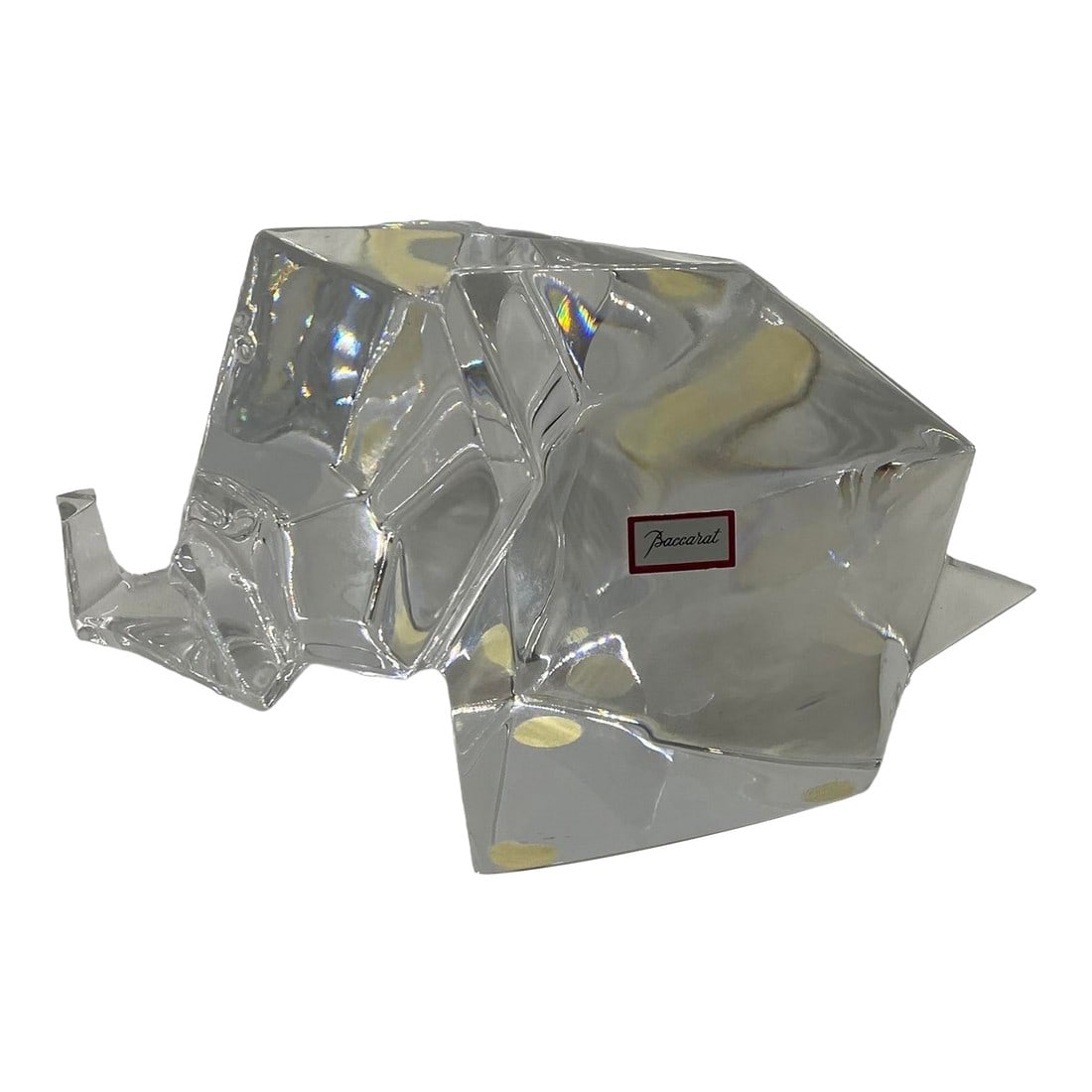 Late 20th Century Baccarat Crystal Large Orgami Elephant Figurine With Original Red Foam Cushioned B (1 of 12)