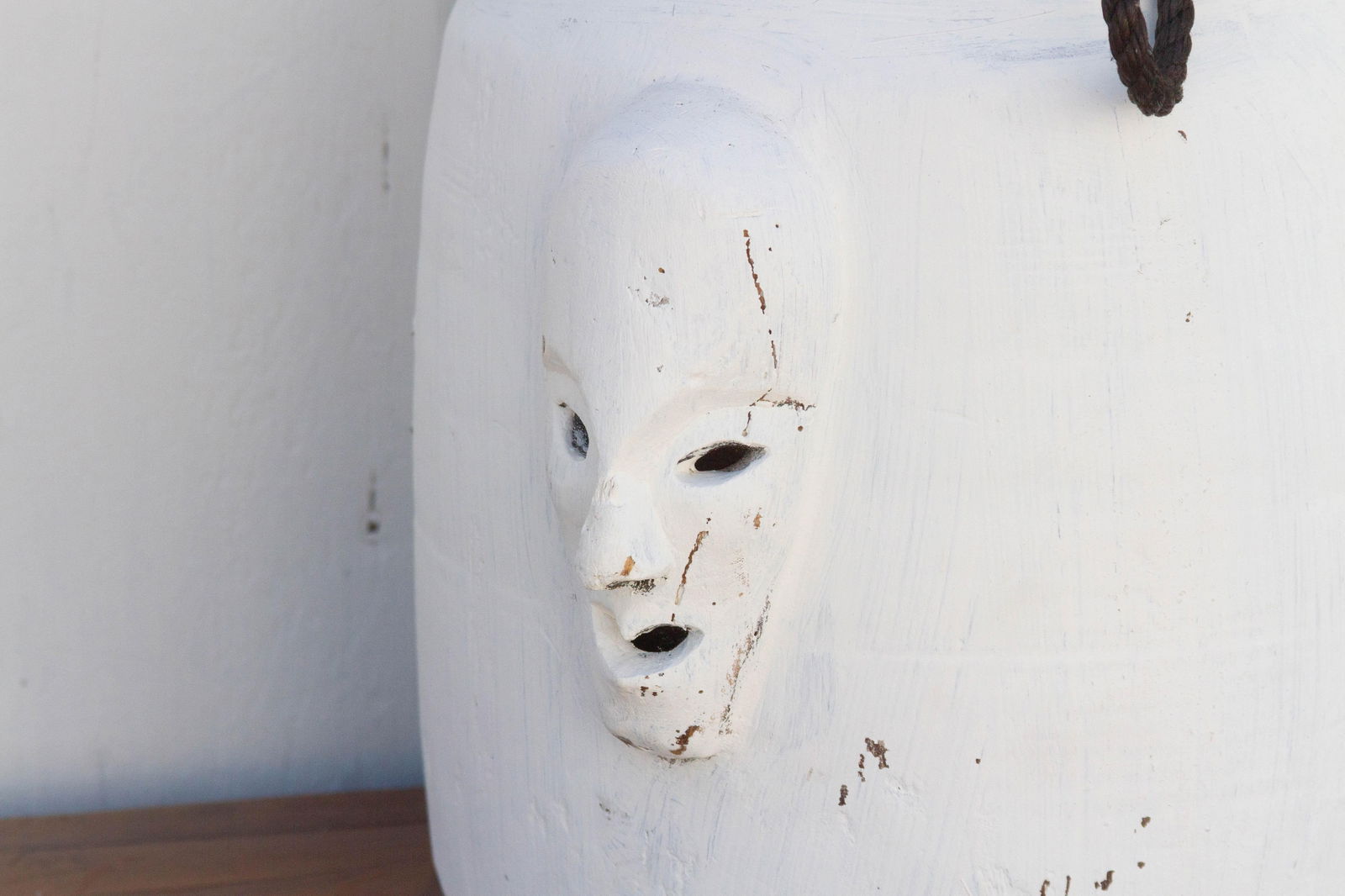 Vintage White Painted Tribal Pot - 5