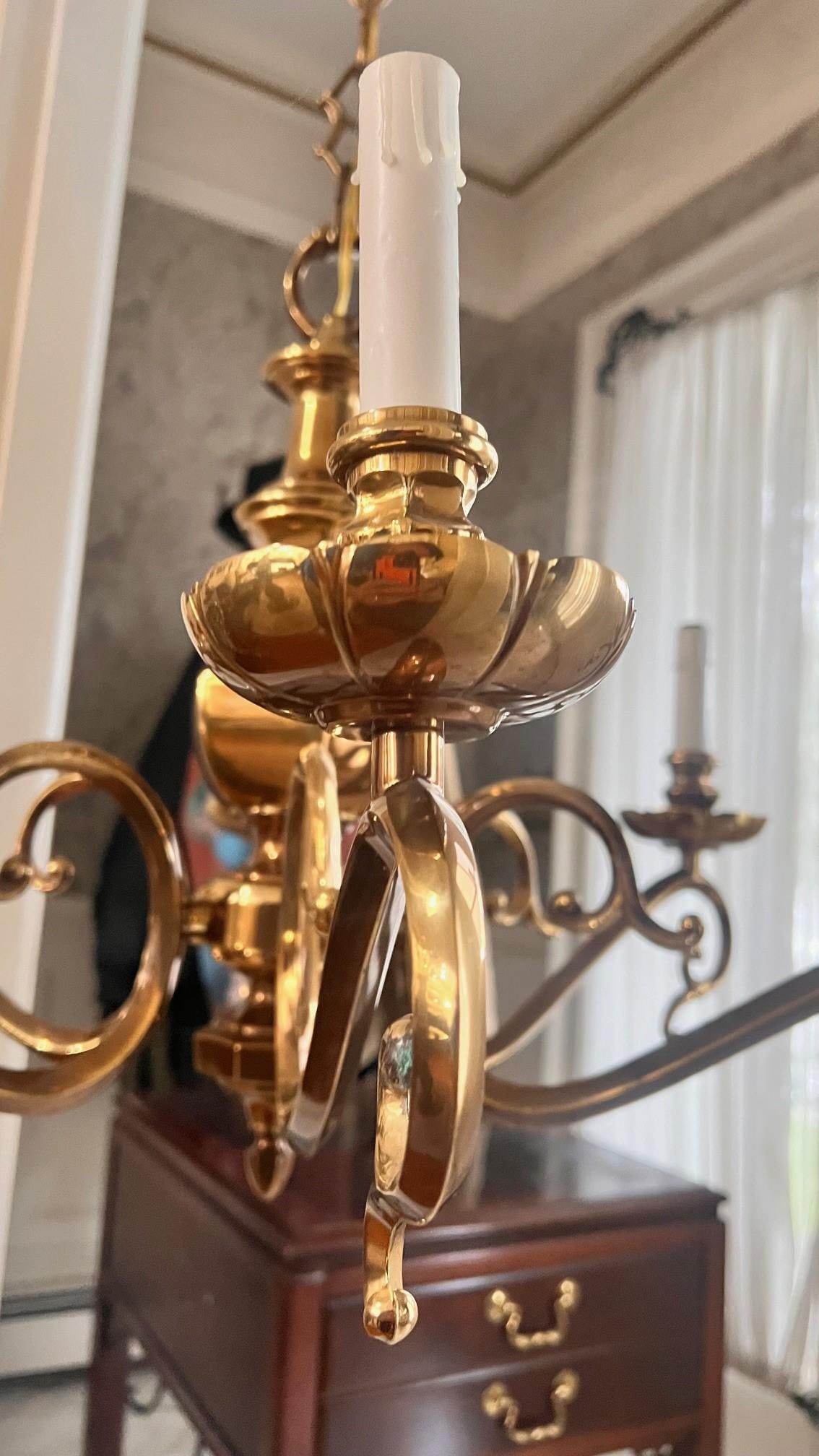 1980s 6 Arm Brass Chandelier - 5