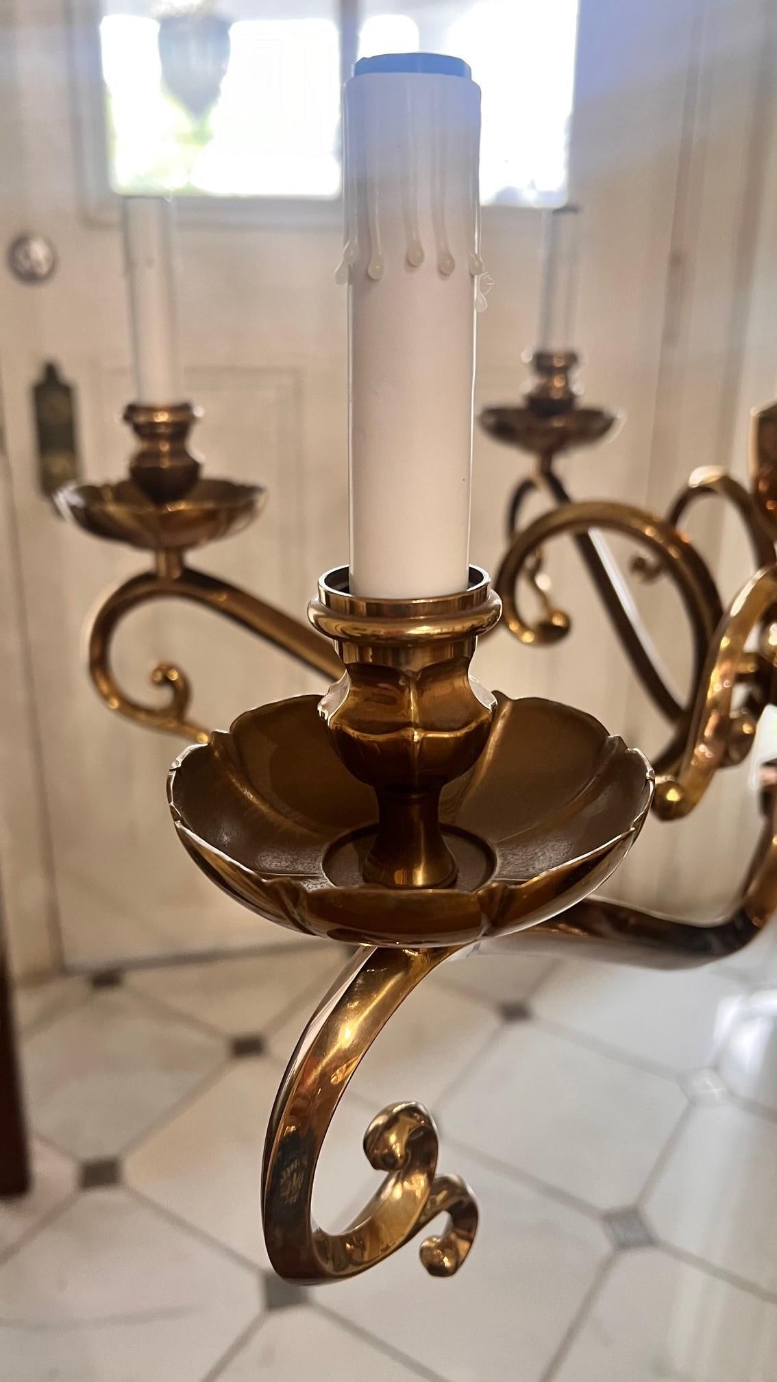 1980s 6 Arm Brass Chandelier - 7