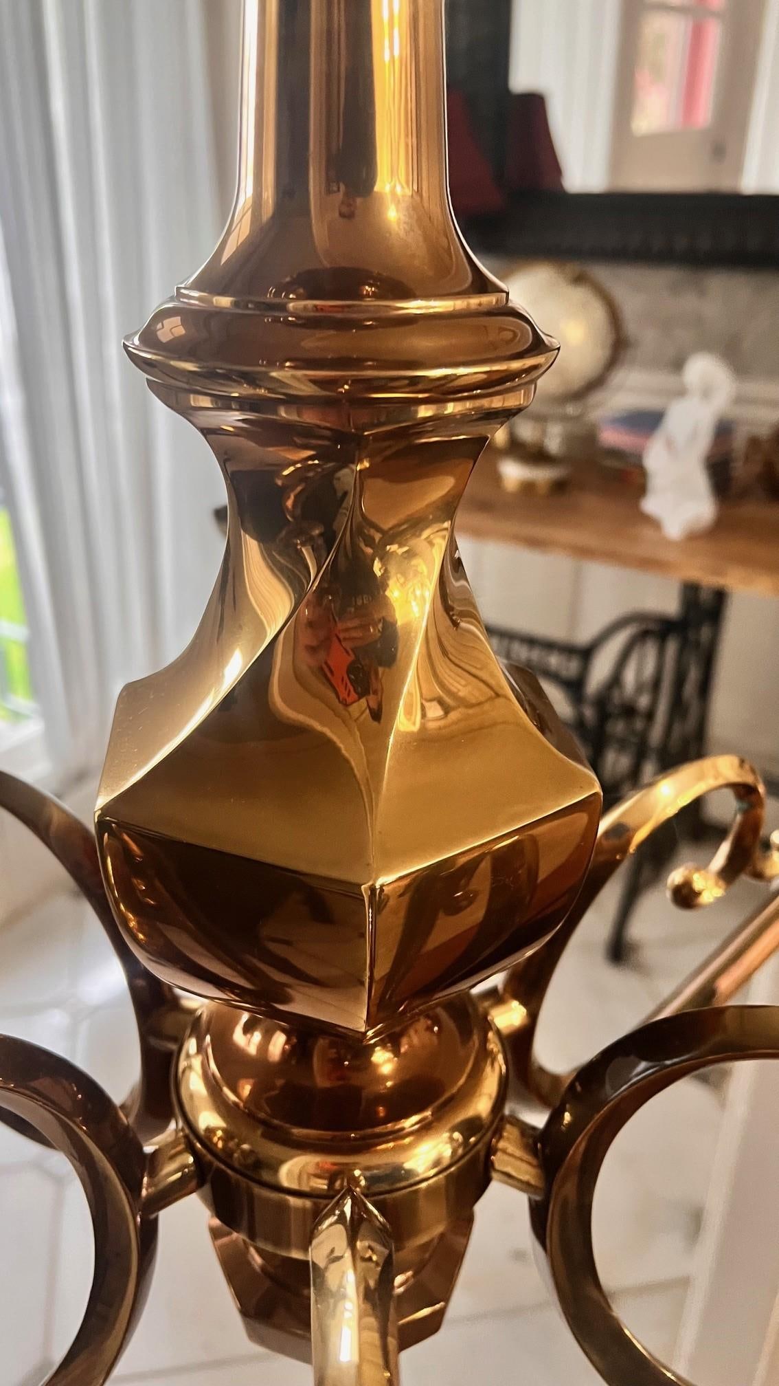 1980s 6 Arm Brass Chandelier - 8