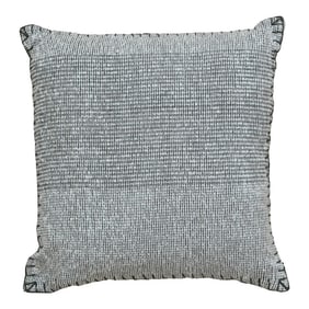 Contemporary Boho Chic Wool and Cotton Pillow in Gray