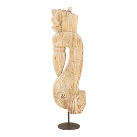 Rustic Fossilzed Wood Peacock Figure