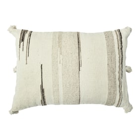 Beige Modern Boho Chic Style Wool and Cotton Pillow