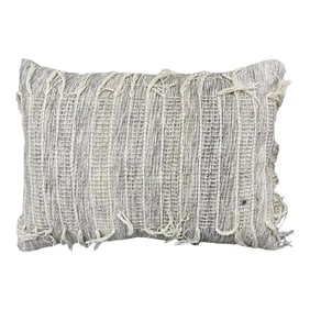 Contemporary Chic Wool and Cotton Pillow in Gray