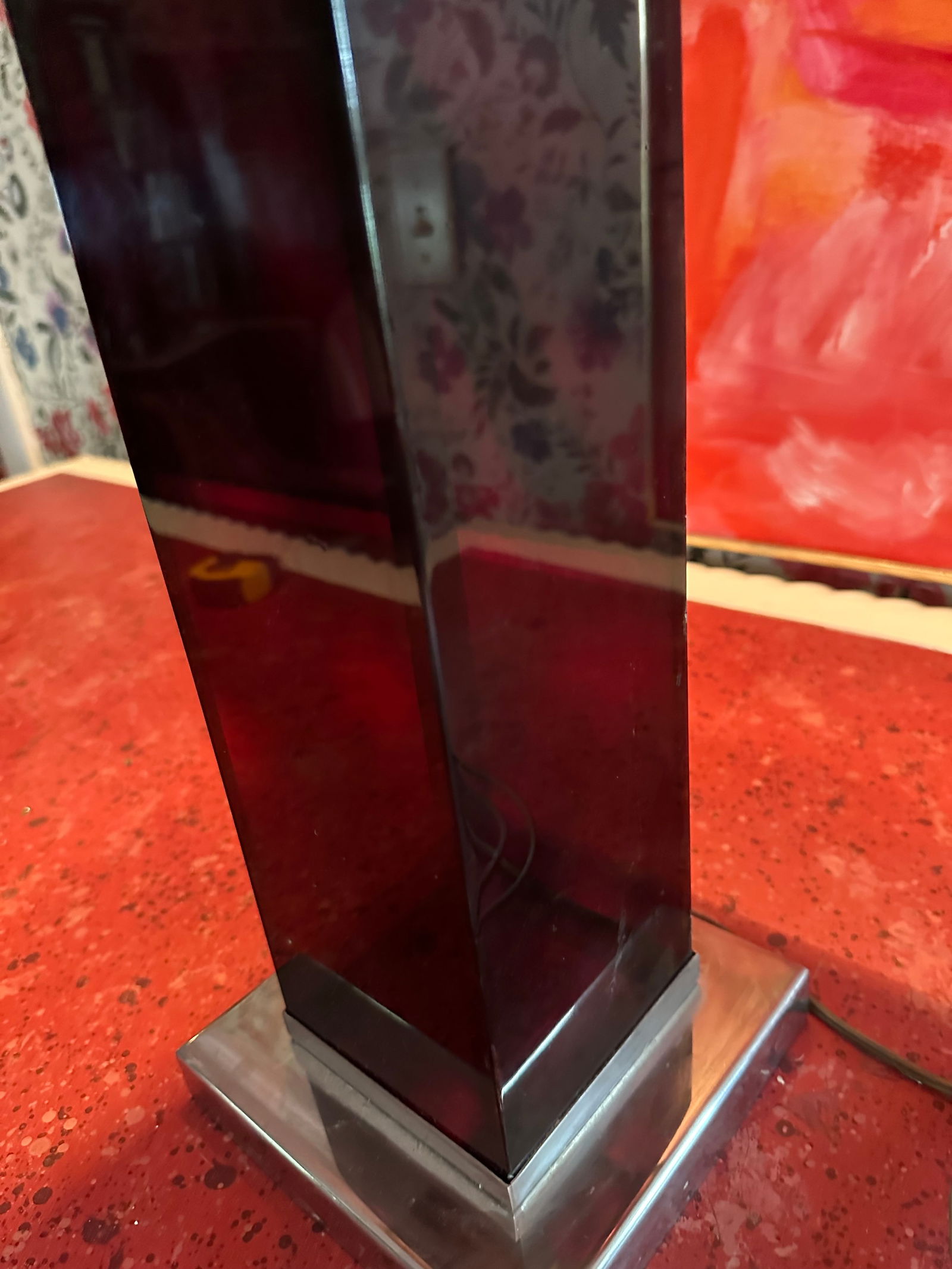 1970s French Faux Tortoise Shell Lucite Hollywood Regency Lamp - 3