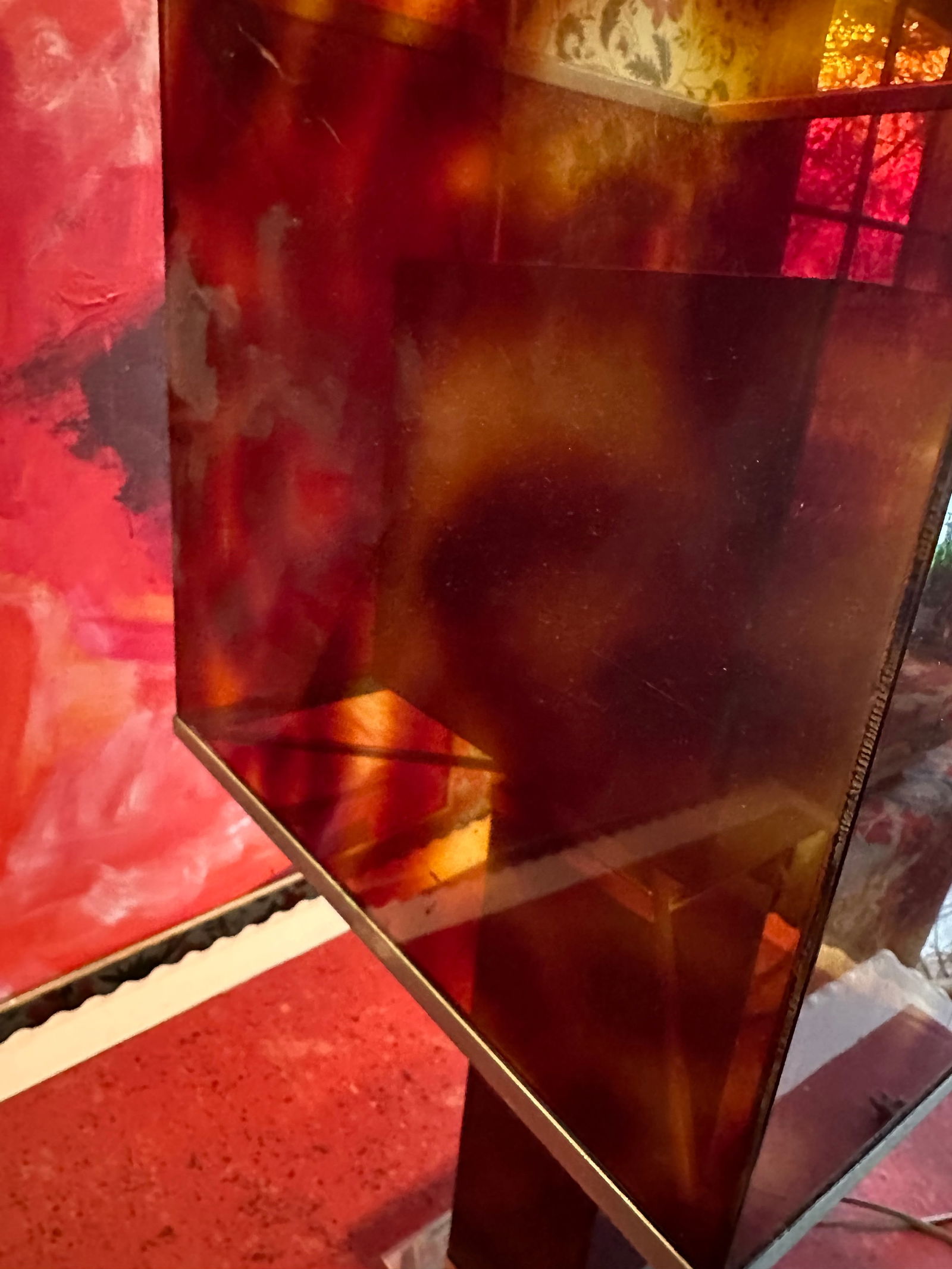 1970s French Faux Tortoise Shell Lucite Hollywood Regency Lamp - 7