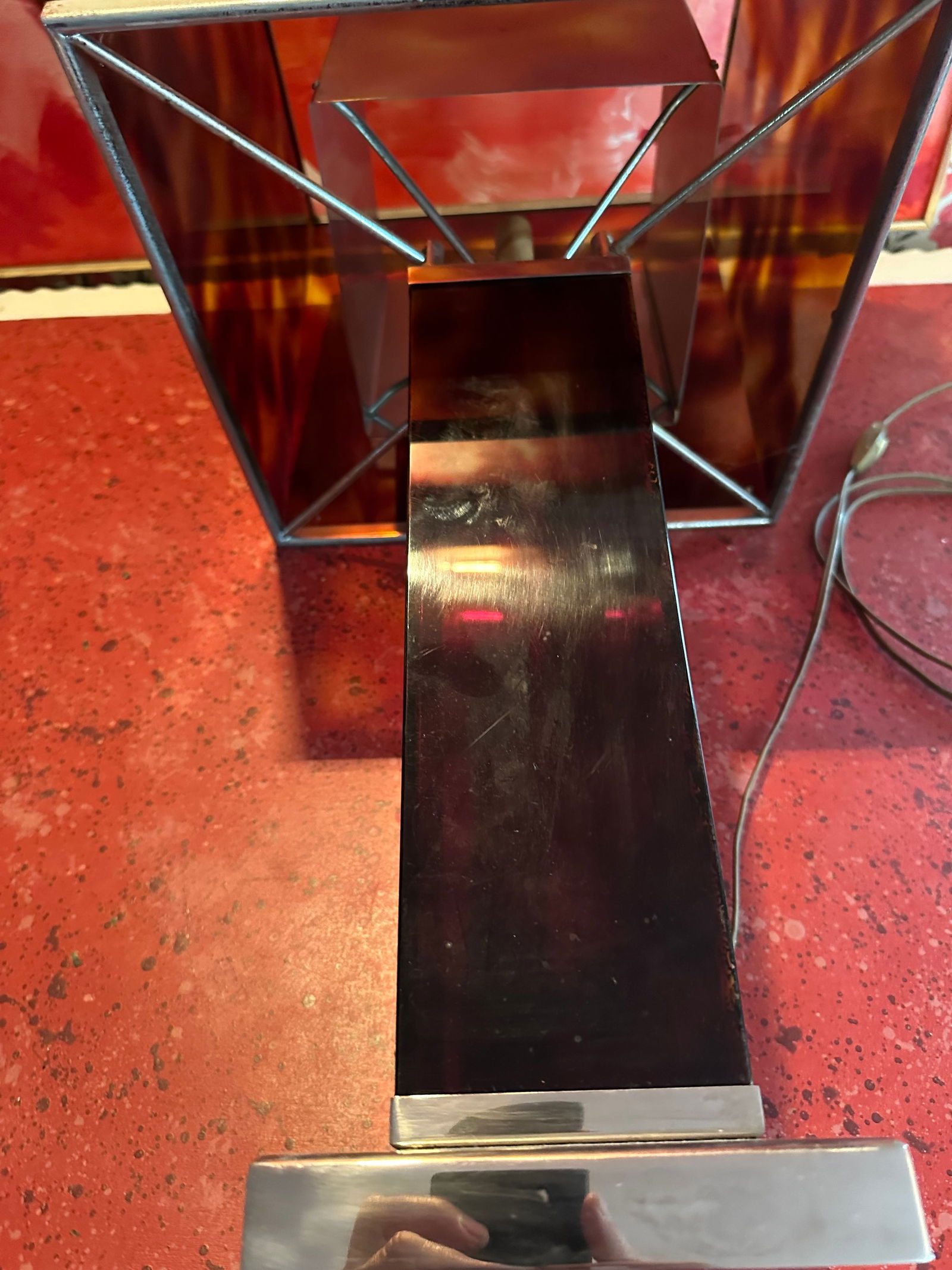 1970s French Faux Tortoise Shell Lucite Hollywood Regency Lamp - 8