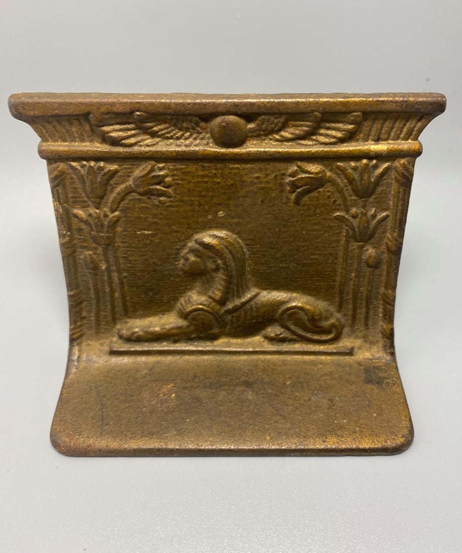 1920 Bradley Hubbard Egyptian Revival Sphinx Bronze Bookends- Set of 2 - 2