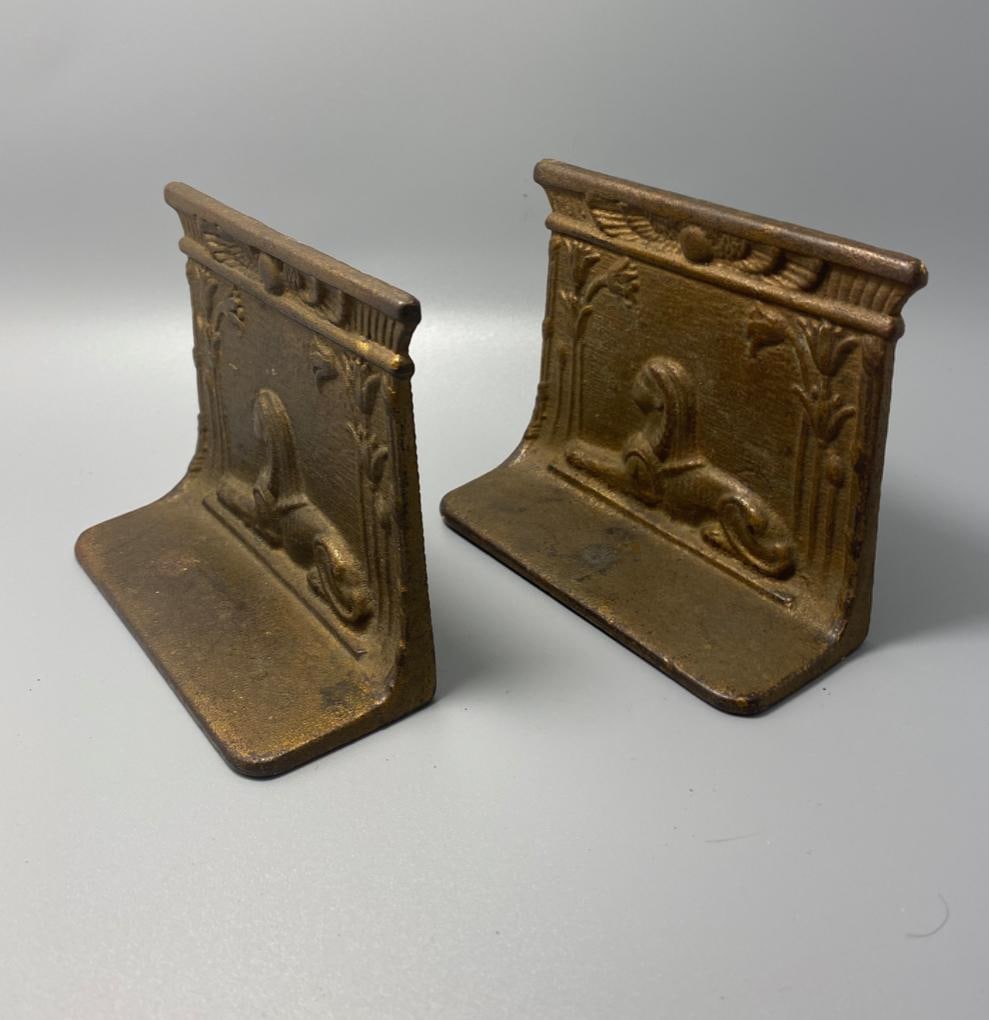 1920 Bradley Hubbard Egyptian Revival Sphinx Bronze Bookends- Set of 2 - 5