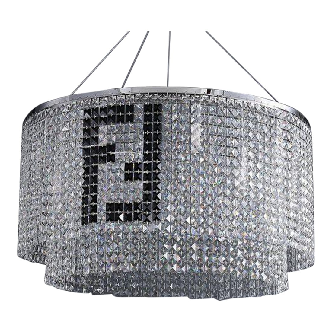 Vintage Fendi Crystal Swarovski Chandelier: This stunning round crystal chandelier is from the worldwide famous Italian brand FENDI, more precisely casa Fendi, it is round and present two rows of crystals the majority clear and some black