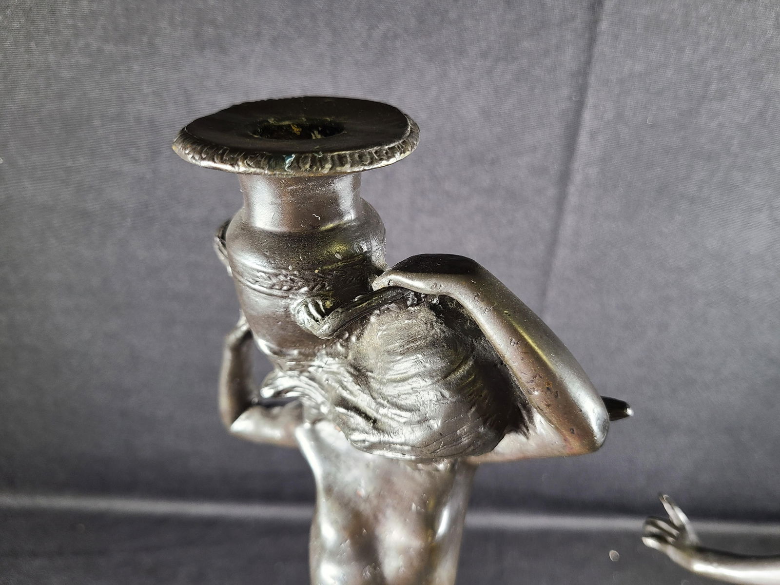 1910s Edward McCartan Bronze Sculpture Art Nudes on Marble Base Candlestick Holders- a Pair - 5