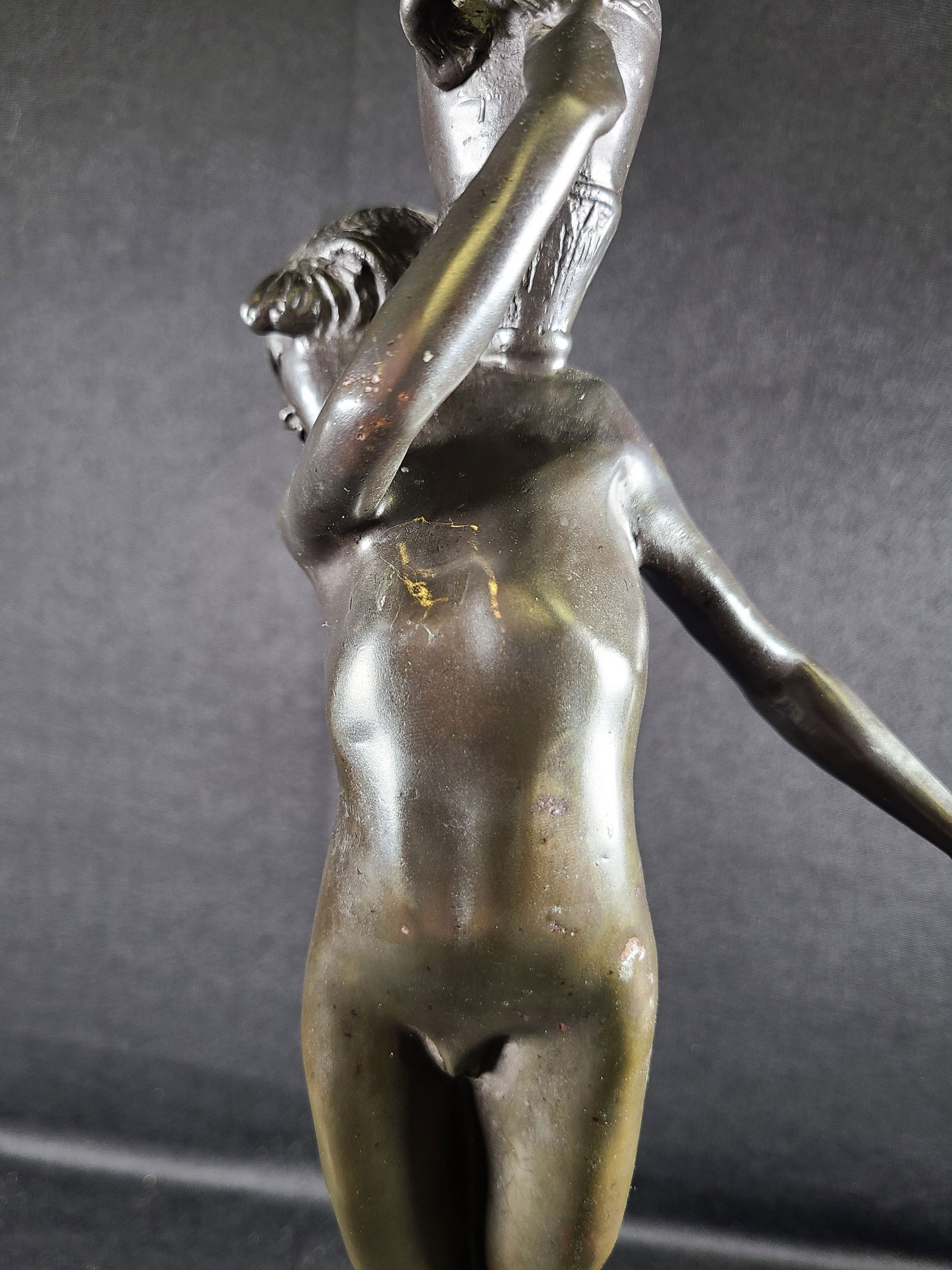 1910s Edward McCartan Bronze Sculpture Art Nudes on Marble Base Candlestick Holders- a Pair - 9