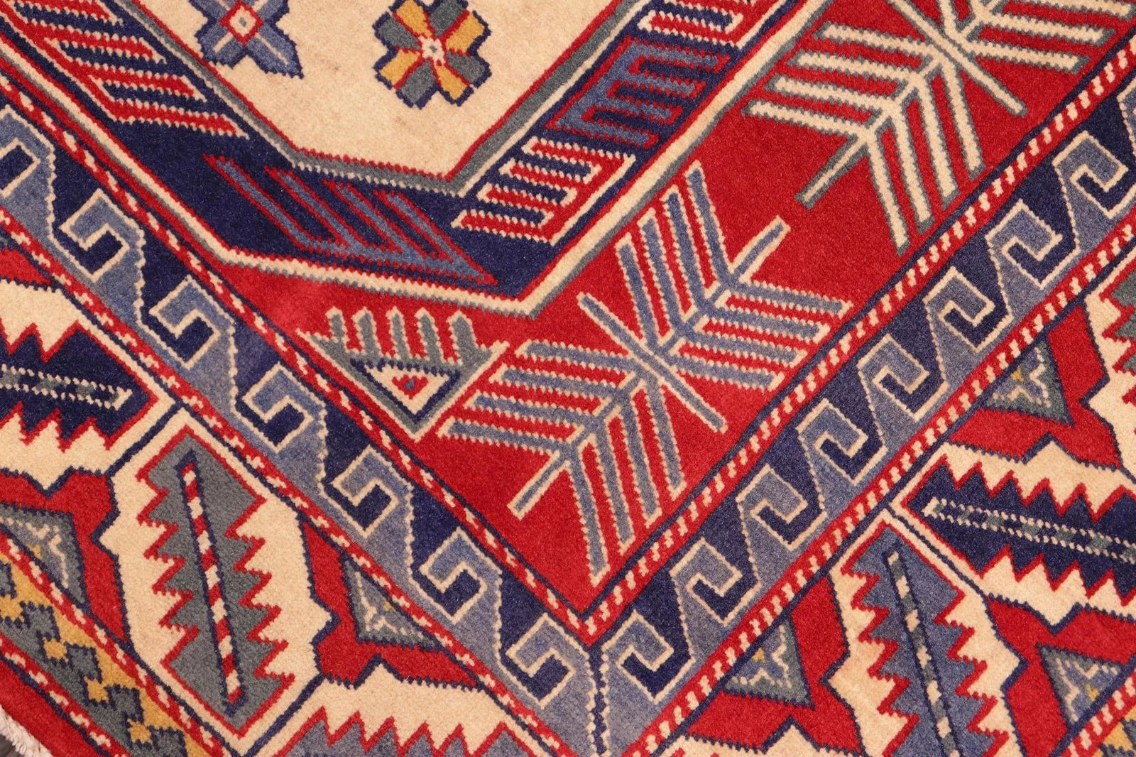 1980s Semi Vintage Sherwan Red/Blue Wool Rug -4'7" X 6'2" - 8