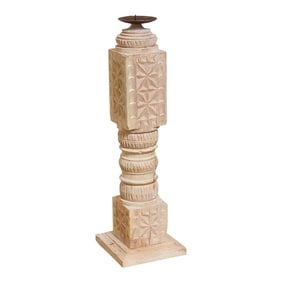 Rustic Indian Carved Candle Holder