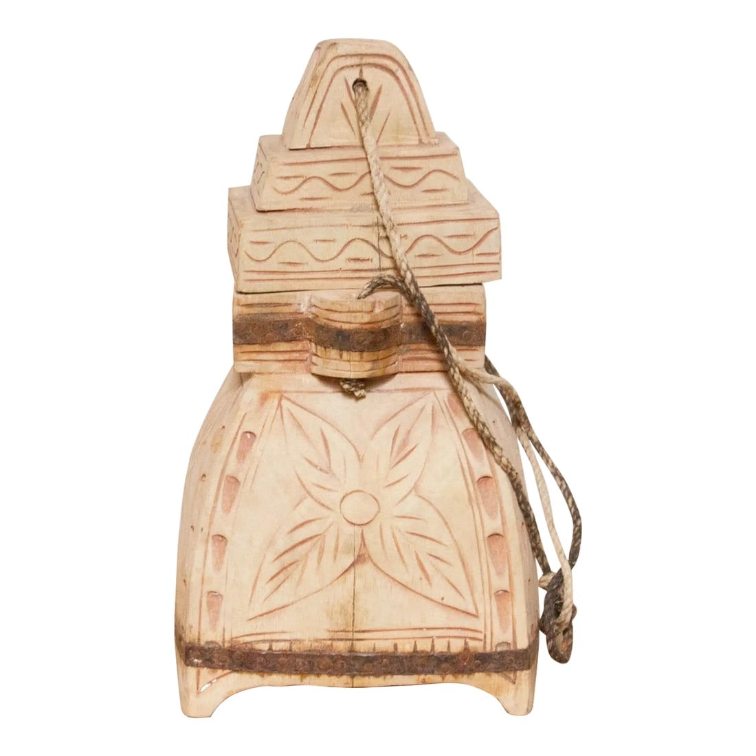 Rustic Kitchen Carved Wood Container: A piece of Swat Valley history, this hand-carved wooden canister shows lovely craftsmanship. Originally used to store tea leaves, grains, or spices in a rural kitchen, it now offers a captivating