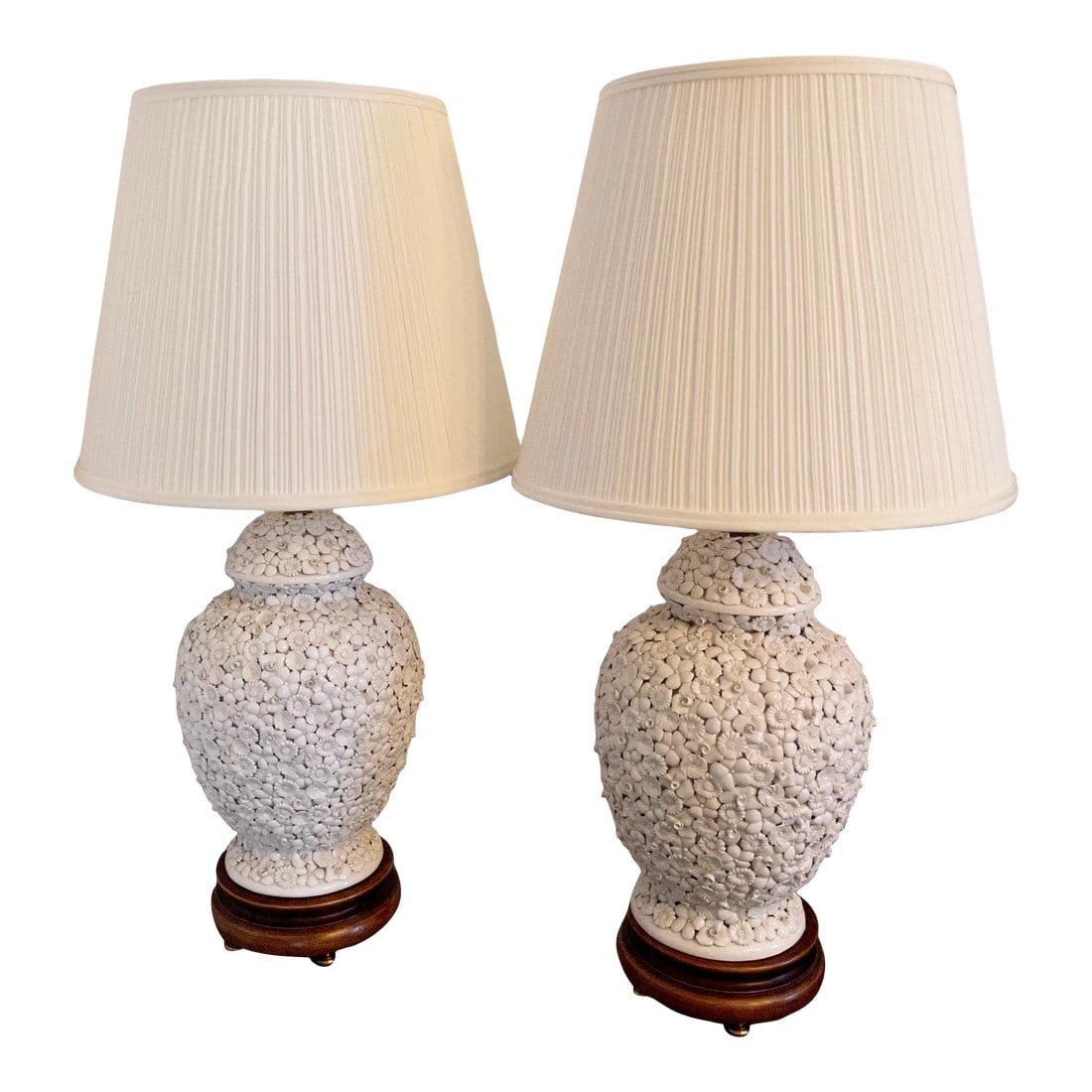 Pair of Blanc De Chine Ginger Jar Table Lamps W/Applied Flowers (1 of 11)