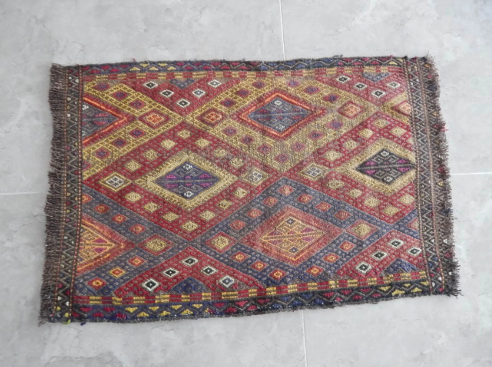 Small Turkish Cicim Rug With Geometrical Design 1"²8"³ × 2"²8"³ - 3