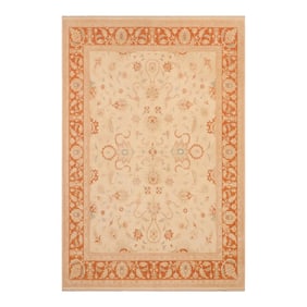 Classic Ziegler Beige Orange Hand-Knotted Wool Rug - 8'1'' X 9'11''