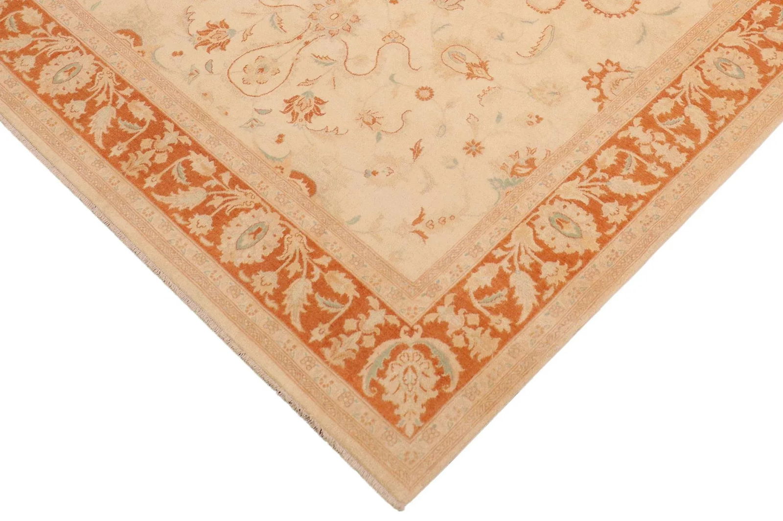 Classic Ziegler Beige Orange Hand-Knotted Wool Rug - 8'1'' X 9'11'' - 3