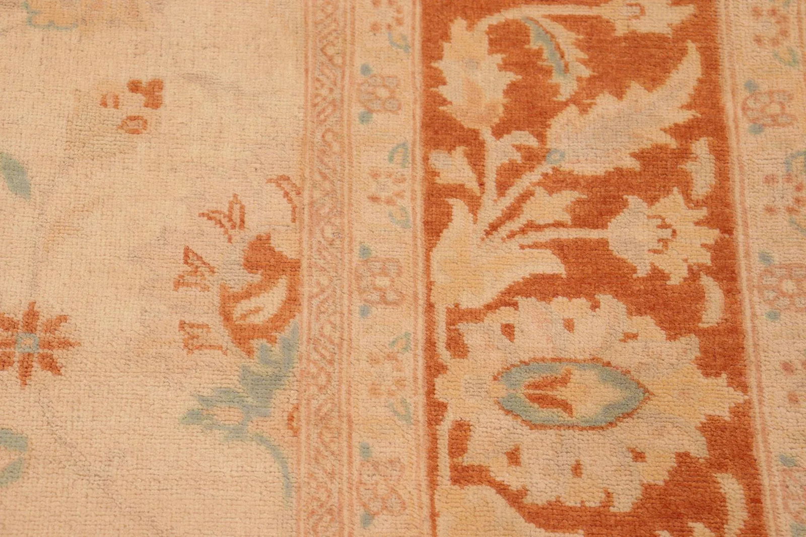 Classic Ziegler Beige Orange Hand-Knotted Wool Rug - 8'1'' X 9'11'' - 4