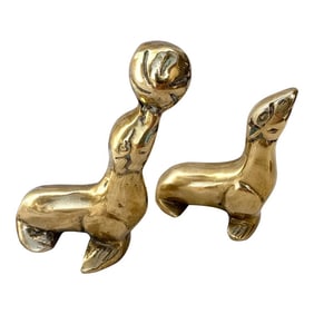 Vintage Pair of Brass Seal Figures