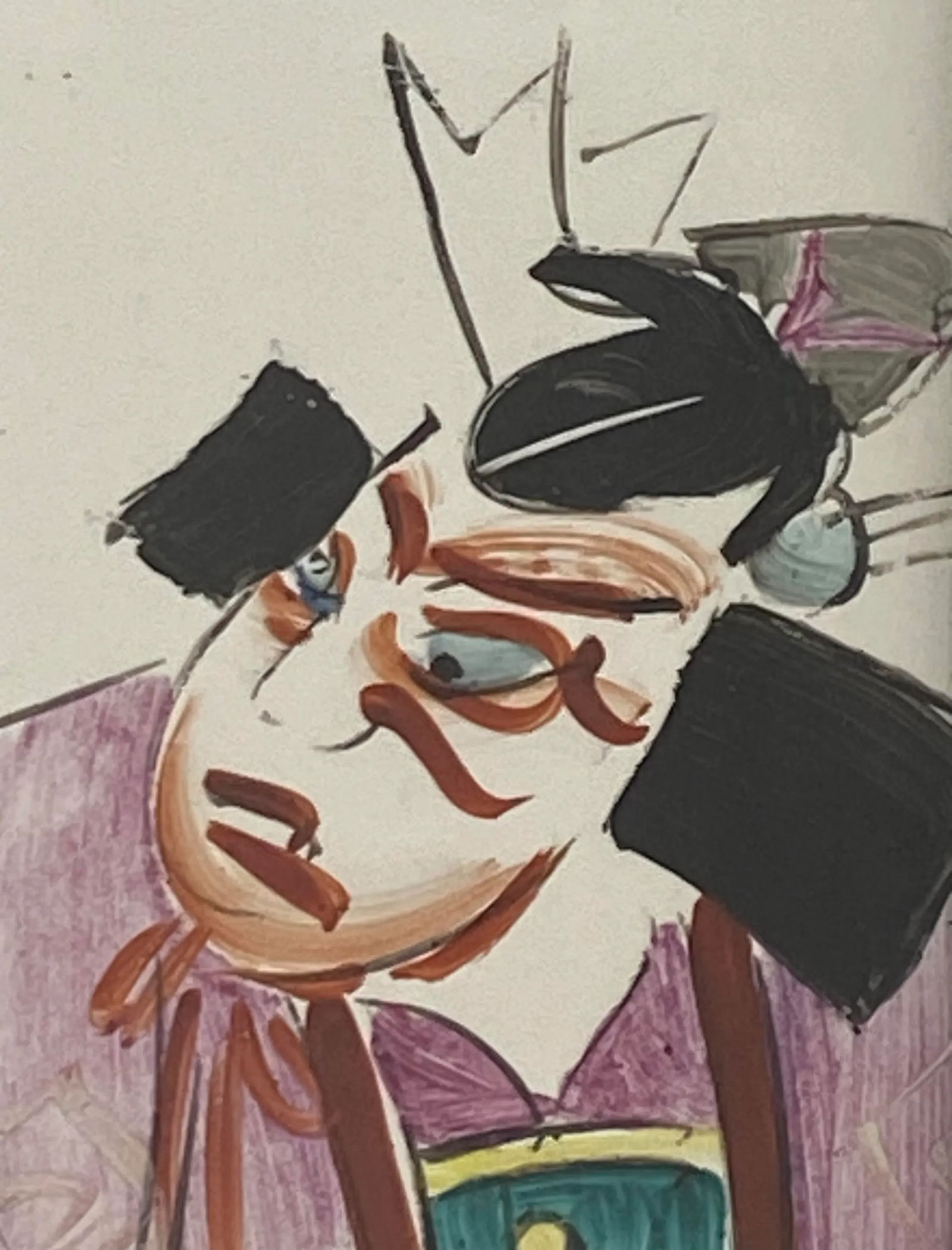 Mid 20th Century Vintage Black Framed Japanese Hand Painted Ceramic Tile - 4