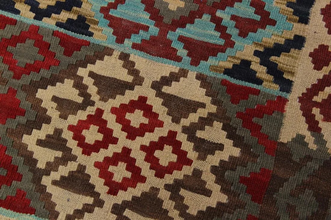 1990s Navajo Style Kilim Red Hand-Woven Wool Rug -5'2 X 6'7 - 4