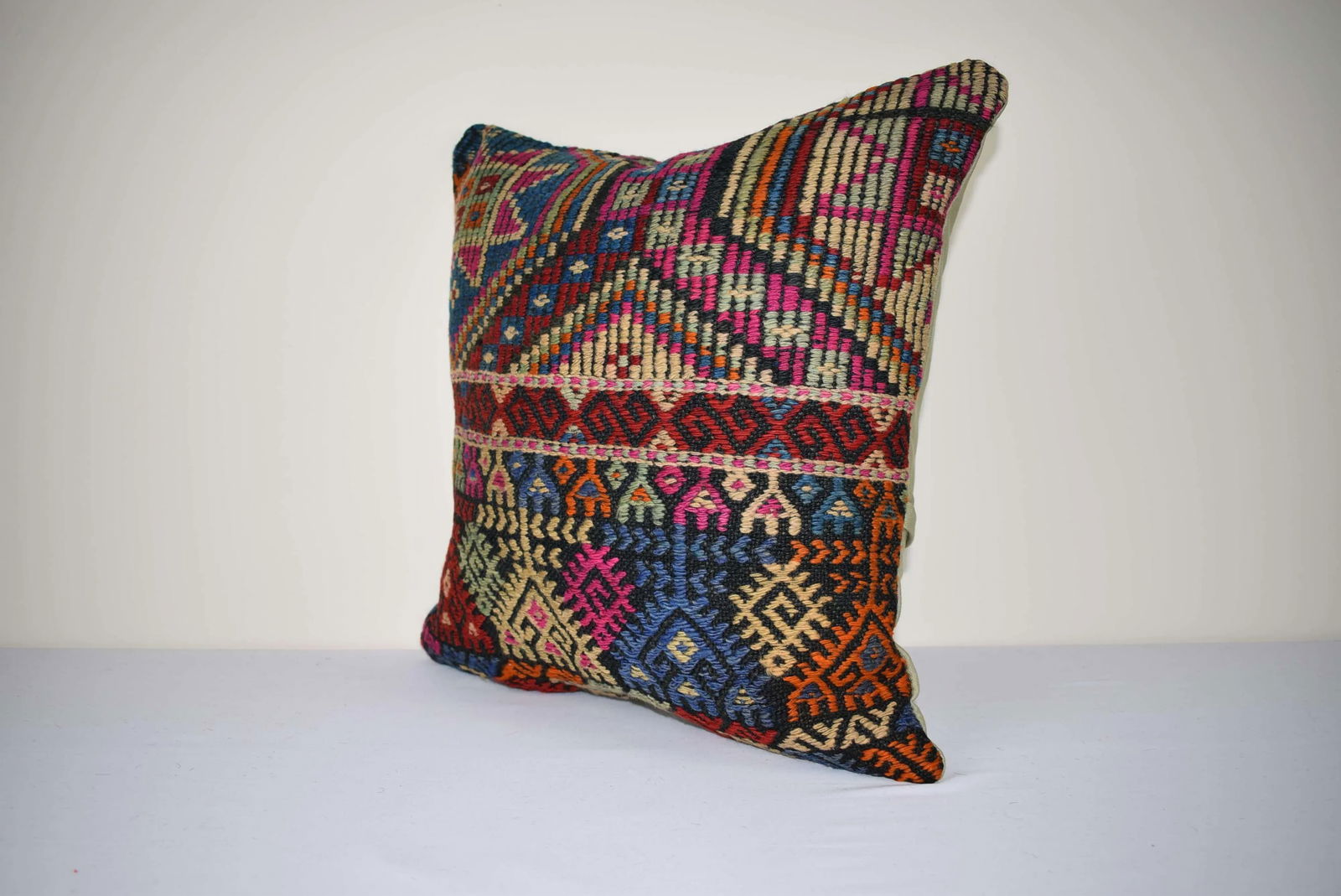 Shabby Chic Turkish Kilim Pillow Cover, Square Jajim Cushion Case 20'' X 20'' (50 X 50 Cm) - 3