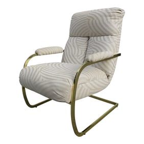 Carson's Golden Chrome and Upholstered Cantilever Lounge Chair