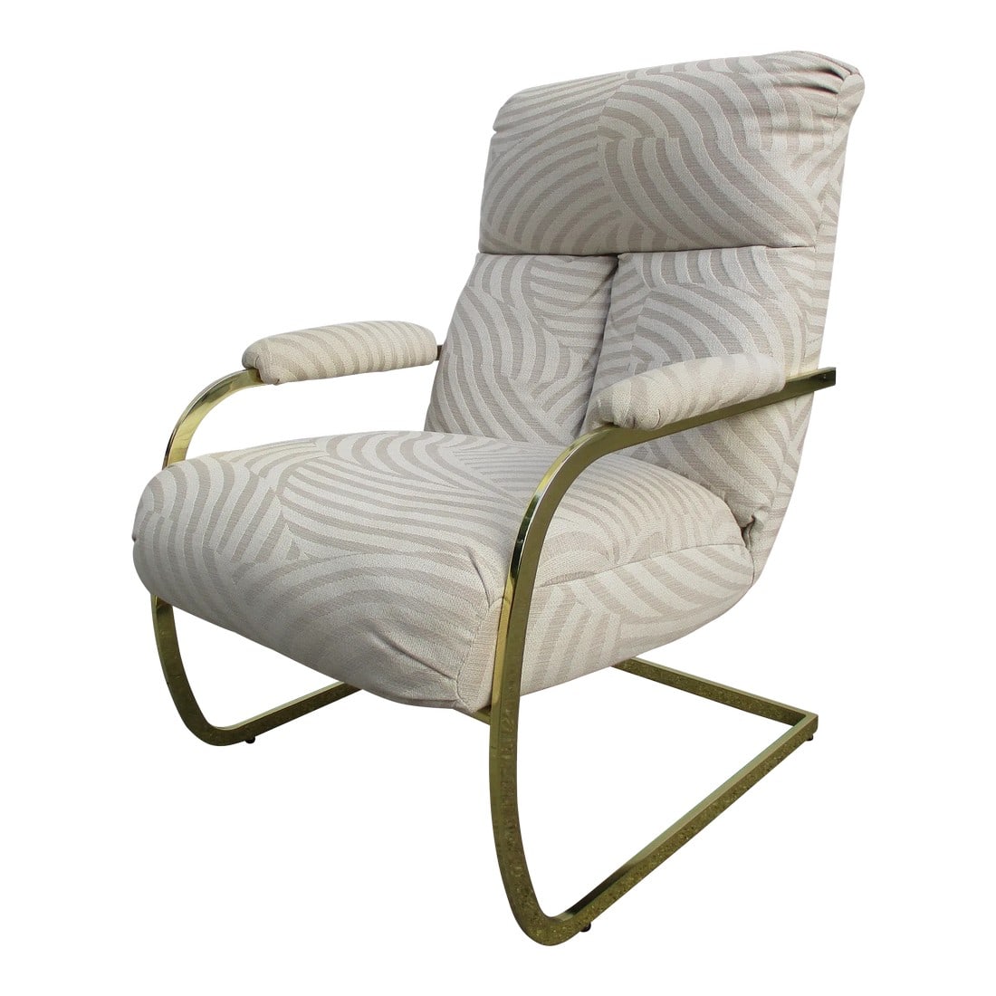 Carson's Golden Chrome and Upholstered Cantilever Lounge Chair (1 of 12)