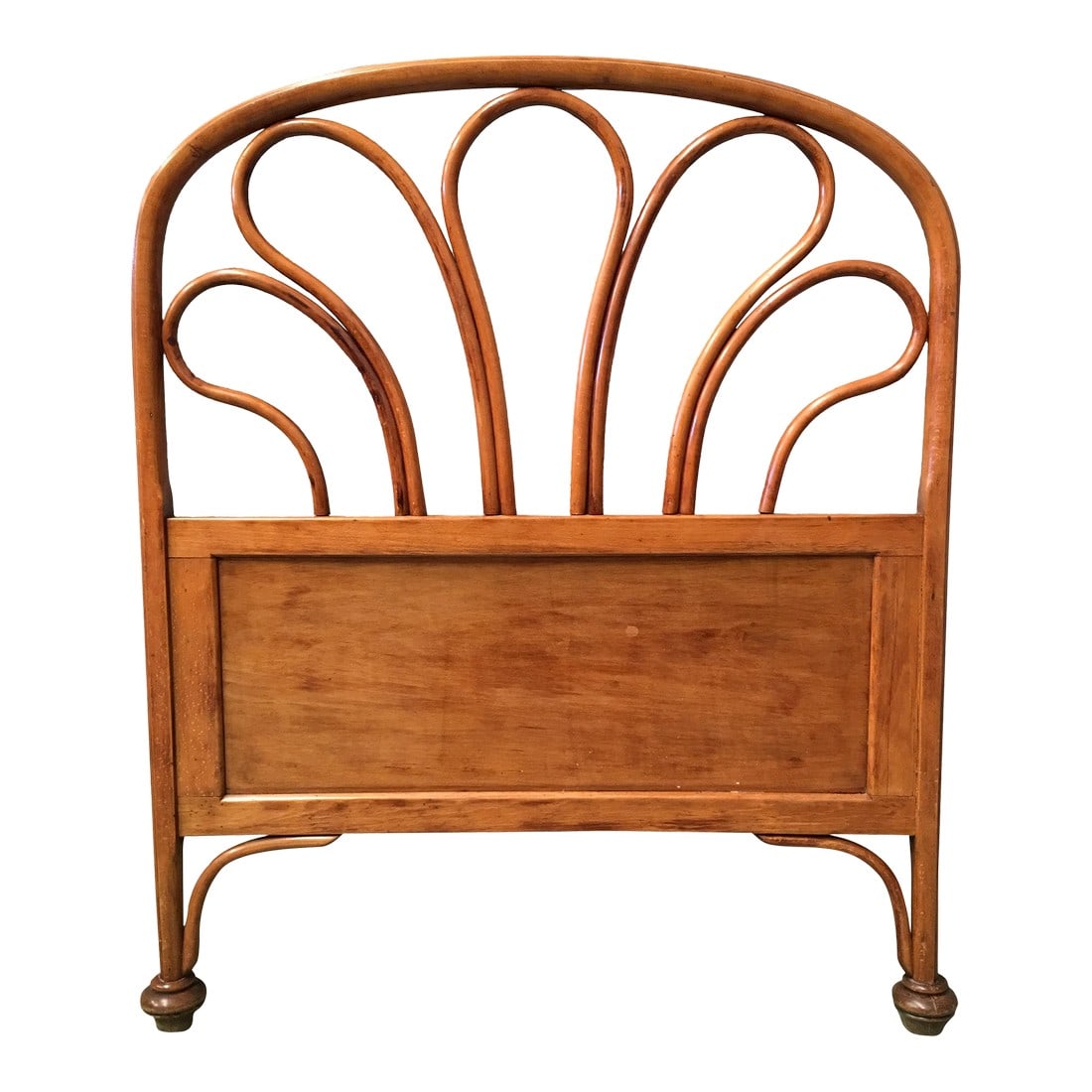 20th Century Vienna Secession Single Bentwood Headboard: 20th century midcentury Vienna Secession single bentwood bed in the style of Jacob and Josef Kohn. Condition: Alterations: Original Condition Unaltered Imperfections: Some Imperfections Condition Note