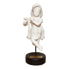 19th Century Exquisite Marble Krishna Statue