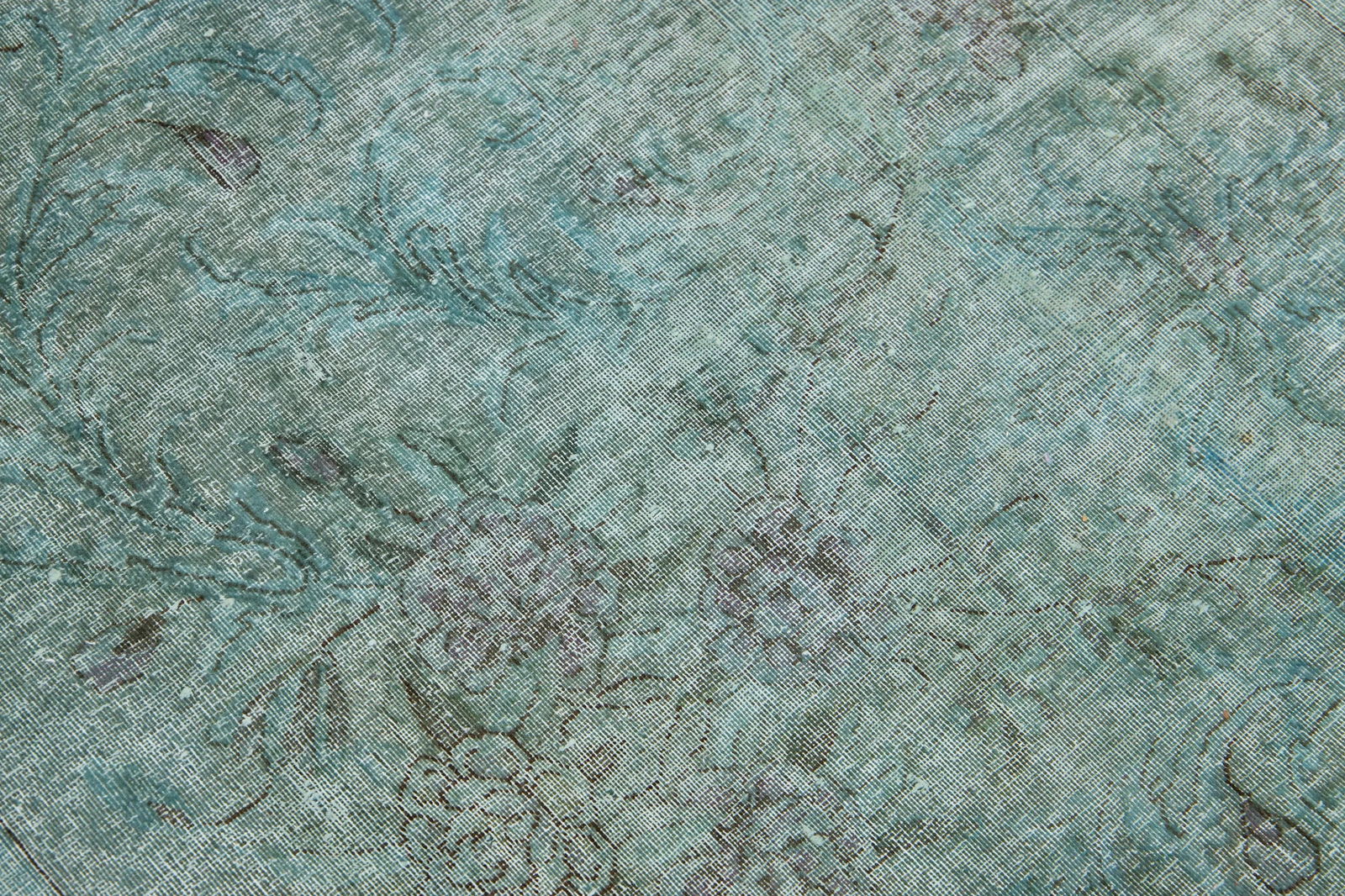 Vintage Handmade Green Persian Overdyed Wool Rug With Allover Design - 9