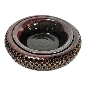 Studio Art Pottery Iridescent Modern Bowl 9"