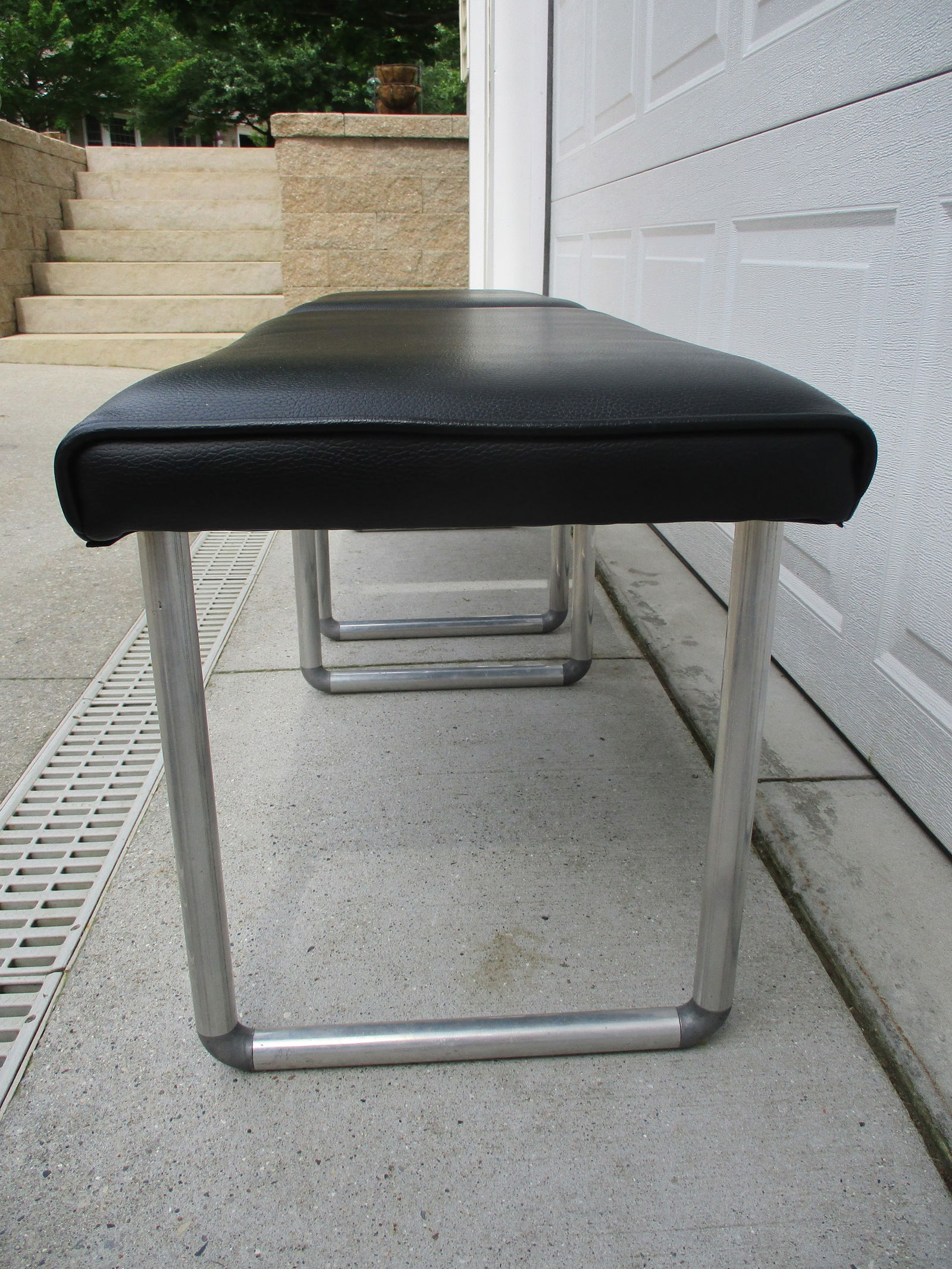 Black Vinyl Industrial Mid-Century Modern Low Stools - 4