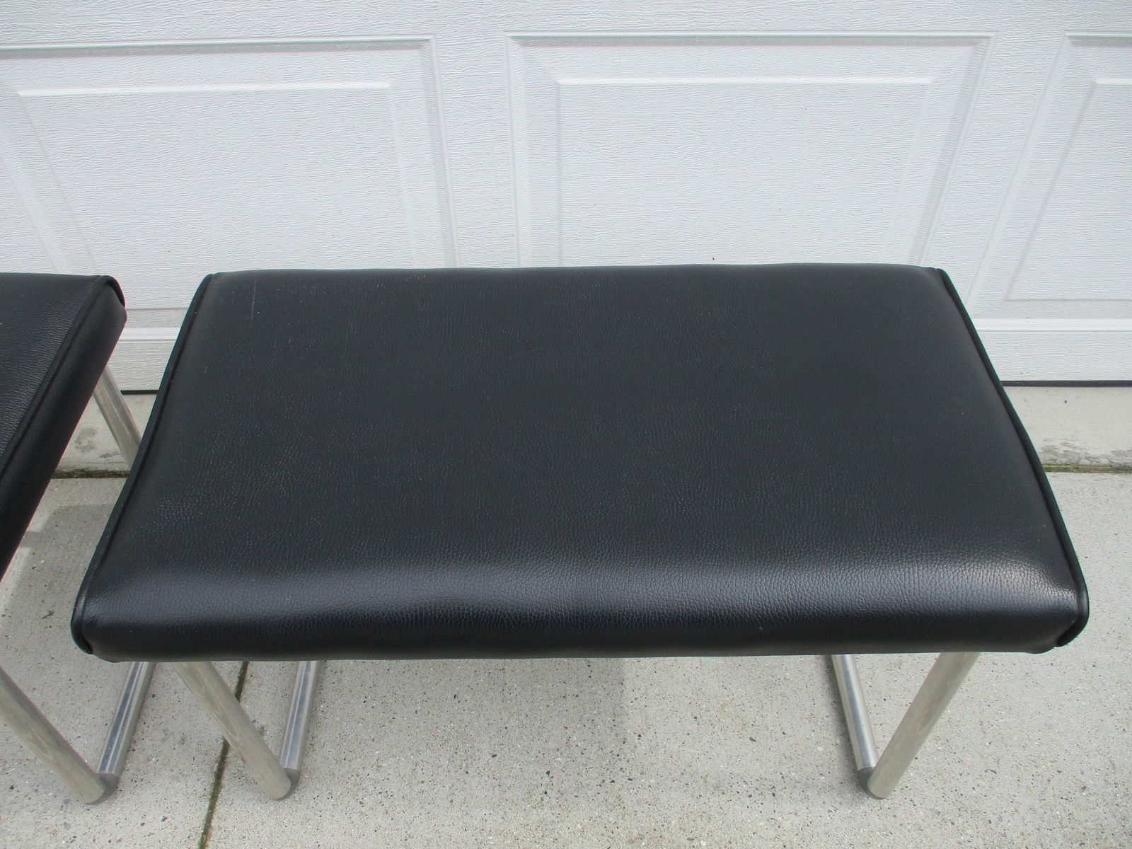 Black Vinyl Industrial Mid-Century Modern Low Stools - 7
