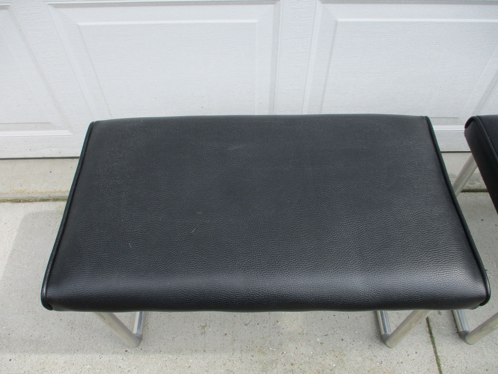 Black Vinyl Industrial Mid-Century Modern Low Stools - 8