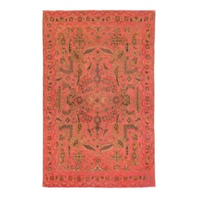 Persian Overdyed Wool Rug in Pink With Allover Motif 3 X 5