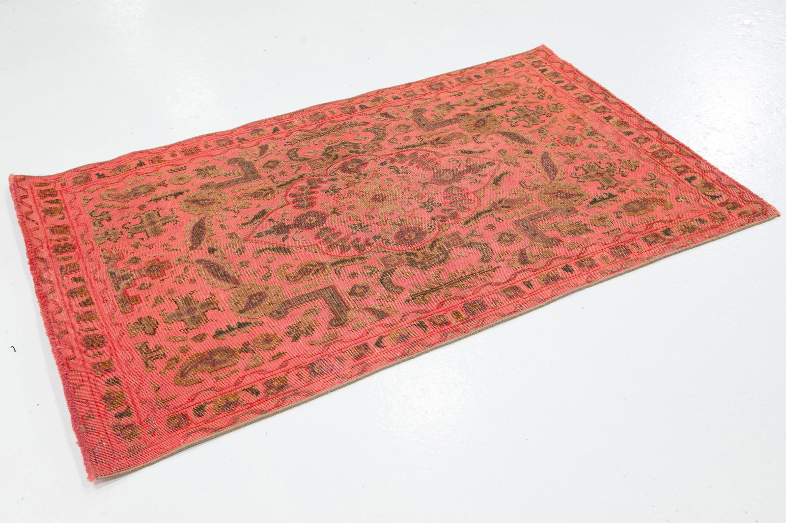 Persian Overdyed Wool Rug in Pink With Allover Motif 3 X 5 - 3