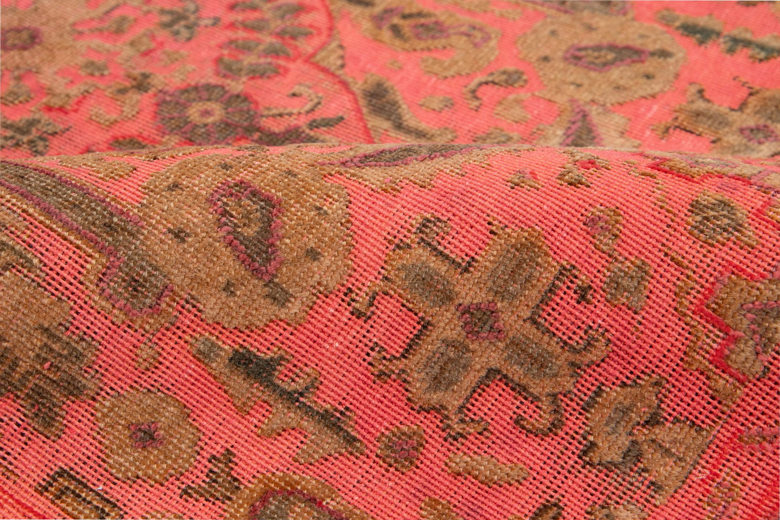 Persian Overdyed Wool Rug in Pink With Allover Motif 3 X 5 - 7
