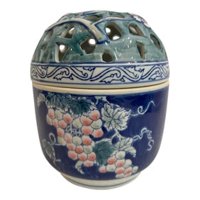 Vintage Porcelain Chinoiserie Flower Frog Vase