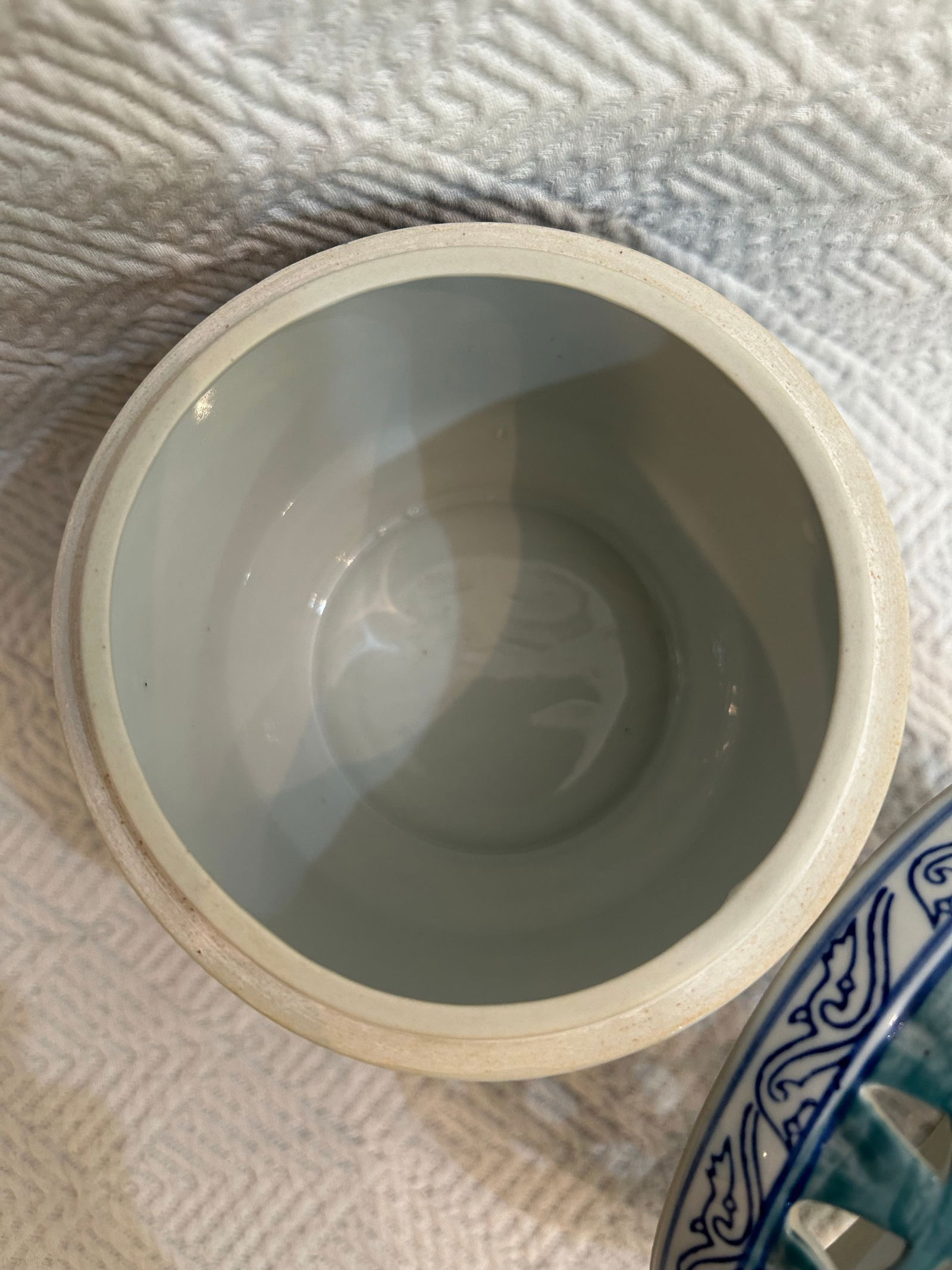 Vintage Porcelain Chinoiserie Flower Frog Vase - 5