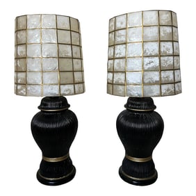 Vintage Lamps With Capiez Shell Shade - Pair