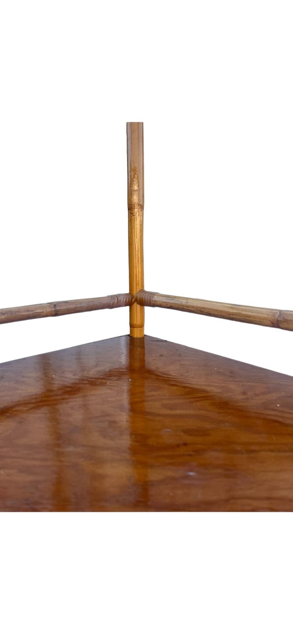 1960s Vintage Bamboo 5 Tier Corner Shelf Unit - 10