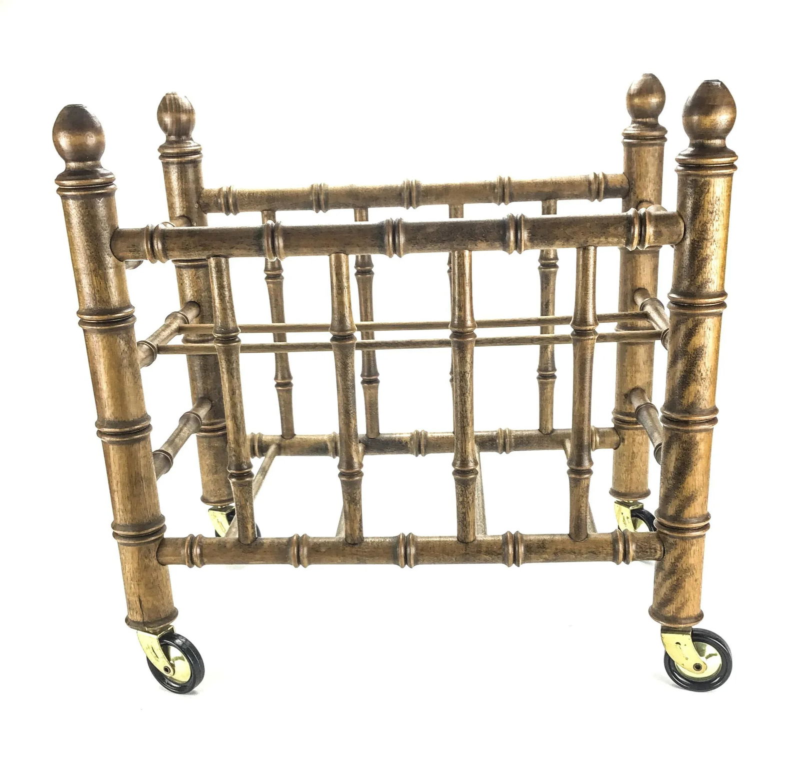 Vintage 1970's Faux Bamboo Canterbury Magazine Rack - 3